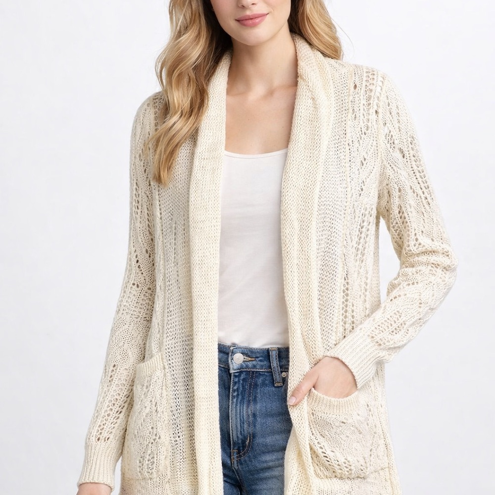 🧶 Tommy Bahama Open Knit Cardigan Sweater Women’s S/P‎ | Ivory Cream